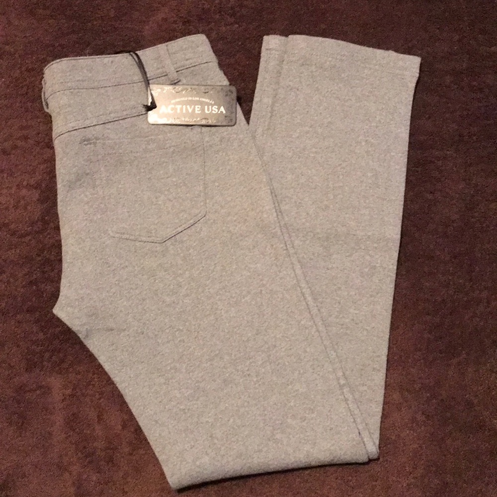Ladies Fitted, Stretch pants. Size L, Heather Grey